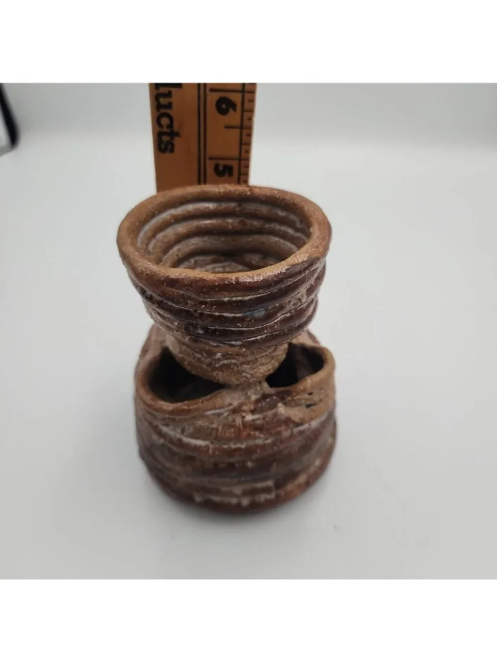 Vintage Handmade Coiled Vase Pottery Brown 5